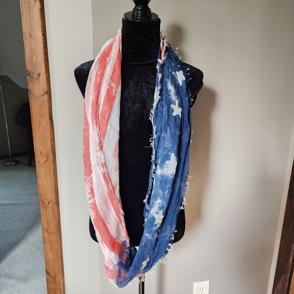 Lightweight American Flag infinity scarf loop scarf all Season Scarf Patriotic